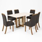 Conjunto Sala De Jantar Tampo Mdf 6 Cadeiras Marie Nature/off