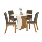 Conjunto Sala De Jantar Tampo Mdf Canto Reto 120 Cm 04 Cad Br