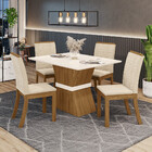 Conjunto Sala De Jantar Tampo Mdf Canto Reto 120 Cm 04 Cadeir