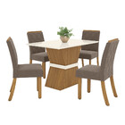 Conjunto Sala De Jantar Tampo Mdf Canto Reto 120 Cm 04 Cadeir