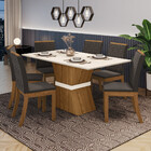 Conjunto Sala De Jantar Tampo Mdf Canto Reto 120 Cm 04 Cadeir
