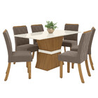 Conjunto Sala De Jantar Tampo Mdf Canto Reto 160 Cm 06 Cadeir