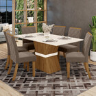 Conjunto Sala De Jantar Tampo Mdf Canto Reto 160 Cm 06 Cadeir