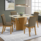 Conjunto Sala De Jantar Tampo Mdf Canto Reto Com Vidro 120 Cm