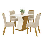 Conjunto Sala De Jantar Tampo Mdf Canto Reto Com Vidro 120 Cm