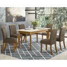 Conjunto Sala De Jantar Tampo Mdf Canto Reto Com Vidro 160 Cm