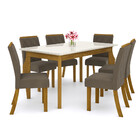 Conjunto Sala De Jantar Tampo Mdf Canto Reto Com Vidro 160 Cm