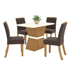 Conjunto Sala De Jantar Tampo Mdf Com Vidro Canto Arredondado