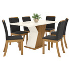 Conjunto Sala De Jantar Tampo Mdf Com Vidro Canto Arredondado