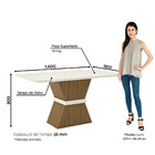 Conjunto Sala De Jantar Tampo Mdf Com Vidro Canto Arredondado