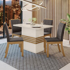 Conjunto Sala De Jantar Tampo Mdf Com Vidro Canto Arredondado