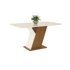 Conjunto Sala De Jantar Tampo Mdf Com Vidro Canto Arredondado