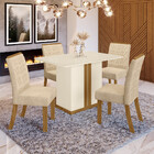 Conjunto Sala De Jantar Tampo Mdf Com Vidro Canto Reto 120 Cm