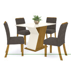 Conjunto Sala De Jantar Tampo Mdf Com Vidro Canto Reto 120 Cm