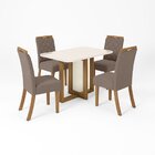 Conjunto Sala De Jantar Tampo Mdf/vidro 4 Cadeiras Marie Natu