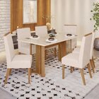 Conjunto Sala De Jantar Tampo Mdf/vidro 6 Cadeiras Eliane