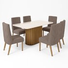 Conjunto Sala De Jantar Tampo Mdf/vidro 6 Cadeiras Mira Natur