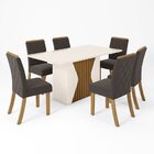 Conjunto Sala De Jantar Tampo Mdf/vidro 6 Cadeiras Nola