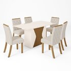 Conjunto Sala De Jantar Tampo Mdf/vidro 6 Cadeiras Nola