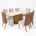 Conjunto Sala De Jantar Tampo Mdf/vidro 8 Cadeiras Geovana Na