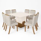 Conjunto Sala De Jantar Tampo Mdf/vidro 8 Cadeiras Thalia Esp