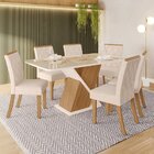 Conjunto Sala De Jantar Tampo Mdf/vidro Canto Moeda Com 6 Cad