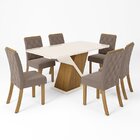 Conjunto Sala De Jantar Tampo Mdf/vidro Canto Moeda Com 6 Cad