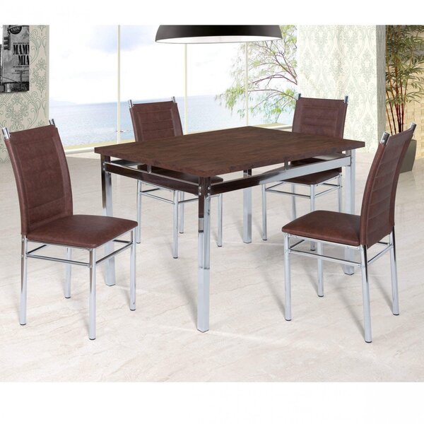 Conjunto Sala De Jantar Tokio Mesa Riviera 4 Cadeiras Cromado