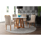 Conjunto Sala De Jantar Topazio 4 Lugares Mesa Redonda 1,2m E