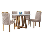 Conjunto Sala De Jantar Topazio 4 Lugares Mesa Redonda 1,2m E