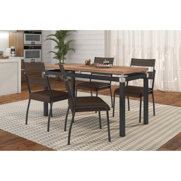 Conjunto Sala De Jantar Tubular Mesa Copenhague Com 4 Cadeira