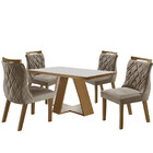 Conjunto Sala De Jantar Viena Madri Mesa Tampo Mdf E Vidro 4