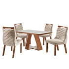 Conjunto Sala De Jantar Viena Porto Mesa Tampo Mdf E Vidro 4