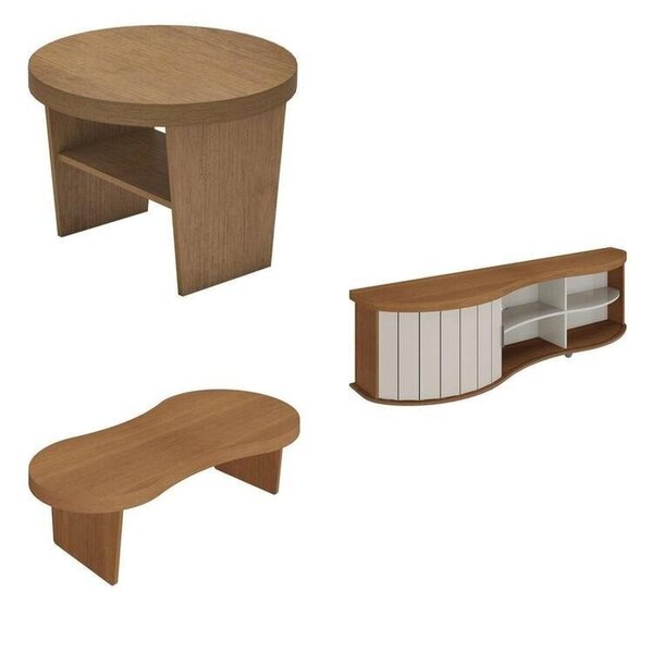 Conjunto Sala Estar Apoio Mesa De Centro E Rack Magnum Tamburato
