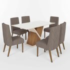 Conjunto Sala Jantar Letícia Mesa 160 Cm Canto Reto Com Vidro