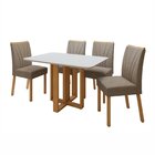 Conjunto Sala Jantar Mesa Bold 120cm Tampo Mdf 4 Cadeiras Pés