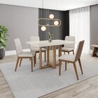 Conjunto Sala Jantar Mesa Natalí 120cm Canto Arredondado Com