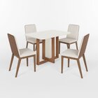 Conjunto Sala Jantar Mesa Natalí 120cm Canto Arredondado Com