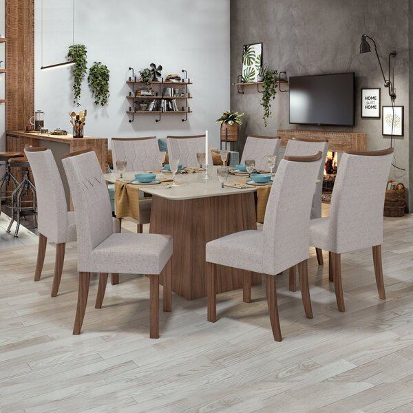 Conjunto Sala Jantar Mesa Quadrada Com 8 Cadeiras Lotus Móvei