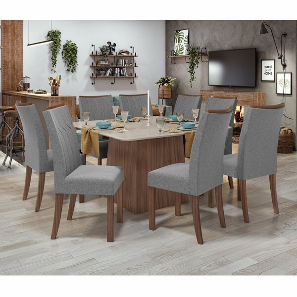 Conjunto Sala Jantar Mesa Quadrada Com 8 Cadeiras Lotus Móvei