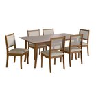 Conjunto Sala Jantar Mesa Tampo Bp Pés Madeira Maciça 6 Cadei