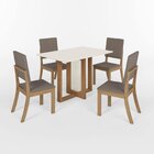 Conjunto Sala Jantar Natalí 120cm Canto Reto + 4 Cadeiras Mil