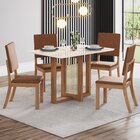 Conjunto Sala Jantar Natalí 120cm Canto Reto Ccom Vidro + 4 C