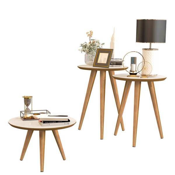 Conjunto Sala Retrô Pés Palito Mesas Apoio / Lateral / Centro