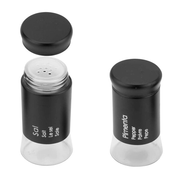 Conjunto Saleiro E Pimenteiro De Vidro Revestido Em Aço Cor P