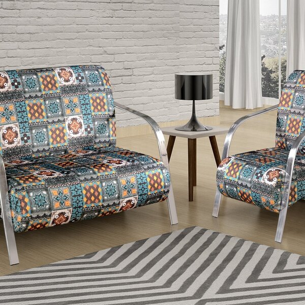 Conjunto Sevilha Namoradeira + 2 Poltronas Decorativa Braço D