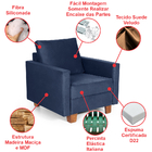 Conjunto Sofá 1,60 2 Lugares E Poltrona Plaza Azul - Straub W