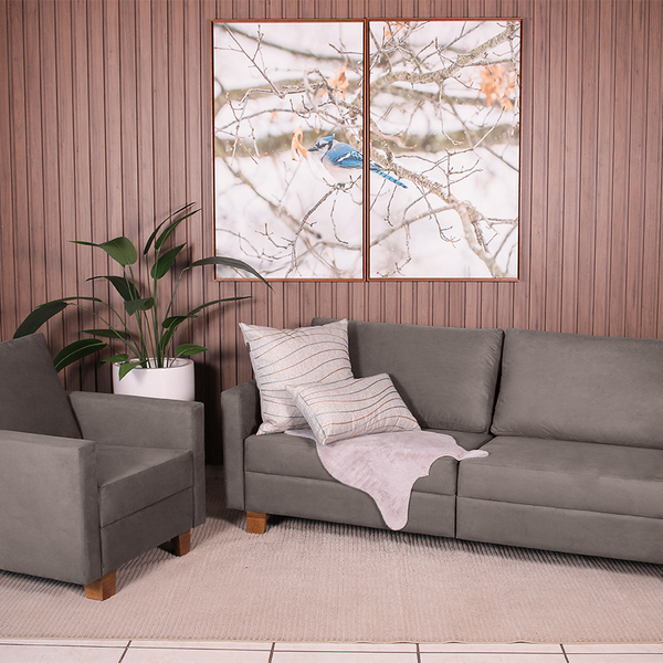 Conjunto Sofá 1,60 2 Lugares E Poltrona Plaza Cinza - Straub