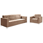 Conjunto Sofá 180cm 3 Lugares E Poltrona Marshal Veludo Bege