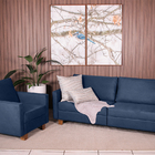 Conjunto Sofá 2,00 2 Lugares E Poltrona Plaza Azul - Straub W